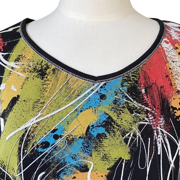 Vintage Jess & Jane Artsy Bold Shirt Abstract Statement Funky Lagenlook USA-XL - Picture 3 of 12